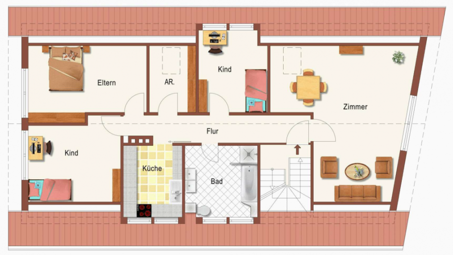 Gestalteter Grundriss Wohnung Geisenheim