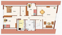Gestalteter Grundriss * Johannisberg: Gro�e 5-Raum-Wohnung im Dachgeschoss eines Dreiparteienhauses*