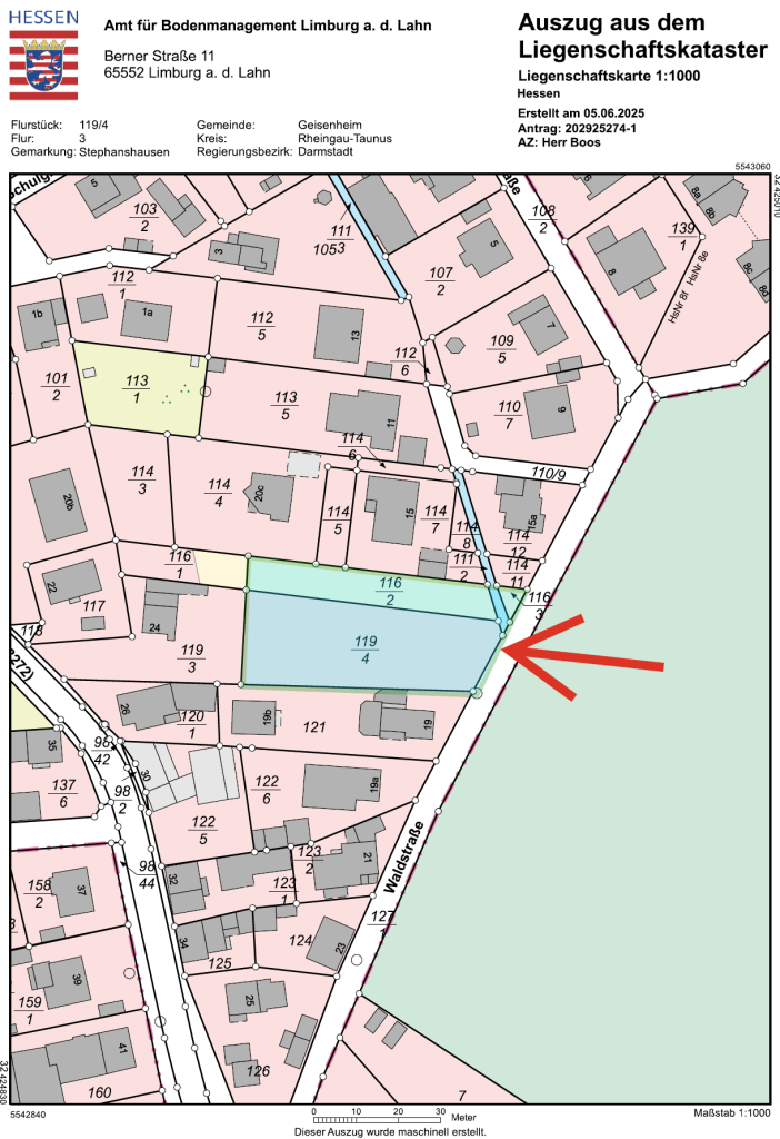 Katasterauszug Wohngrundst�ck Geisenheim